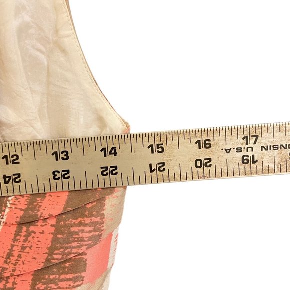 BANANA REPUBLIC PINK/BEIGE/WHITE 100% SILK GEO PRINT PLEATED FLARE DRESS SZ 2 - Picture 3 of 4